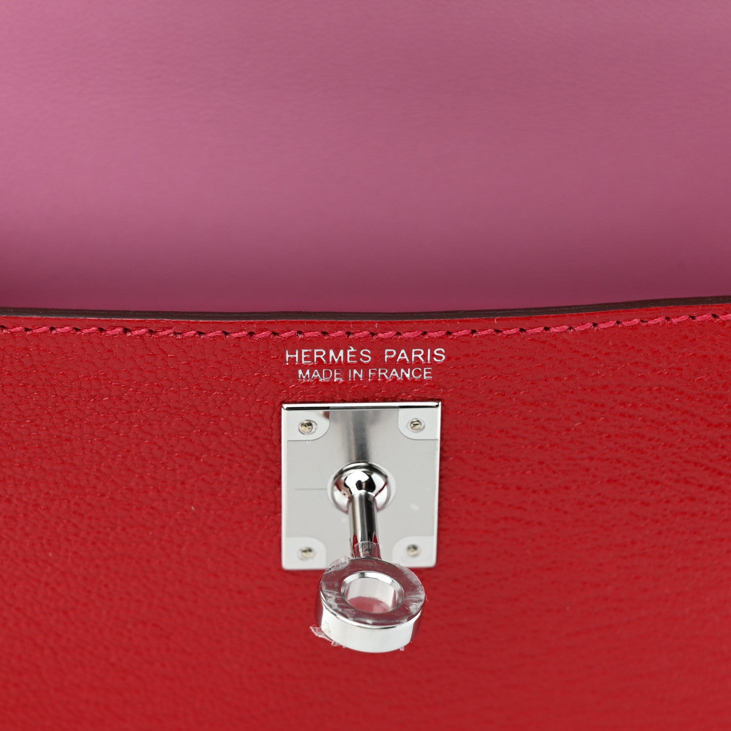 Hermes Chevre Mysore Verso Mini Kelly Sellier 20 Rouge Casaque Bubblegum 6 of 11