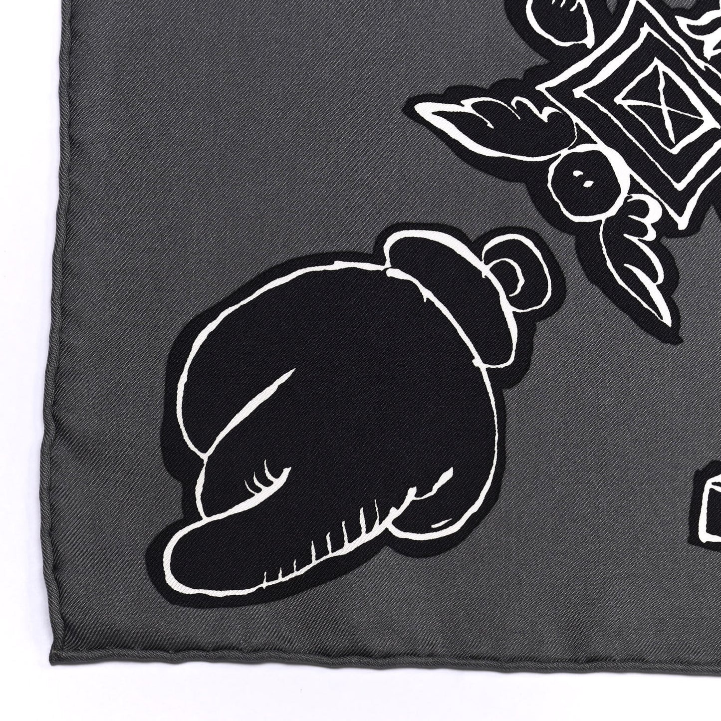 Silk Serio Ludere Scarf 90 Grey Black White