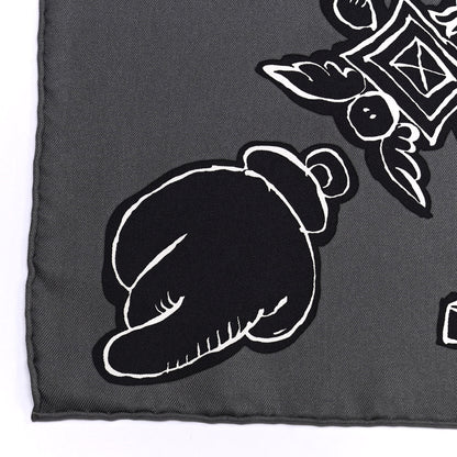 Hermes Silk Serio Ludere Scarf 90 Grey Black White 3 of 5