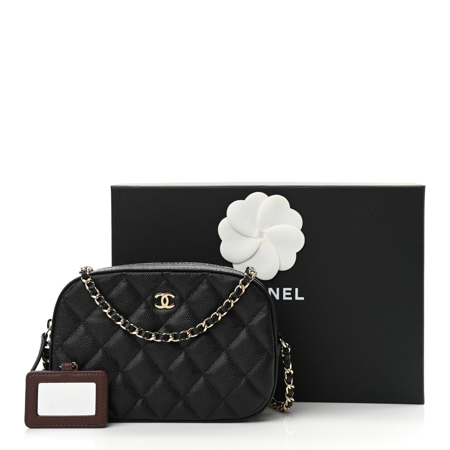 Caviar Quilted Vanity With Chain Black