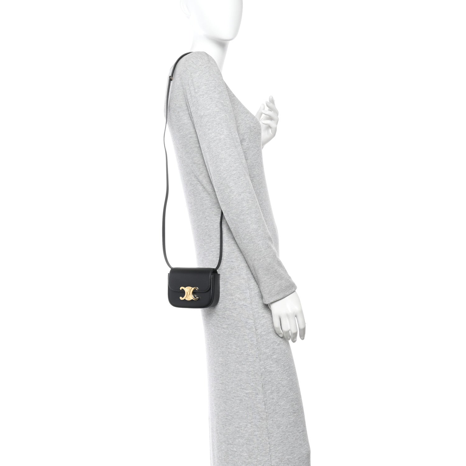 Celine Shiny Calfskin Mini Triomphe Black 2 of 11