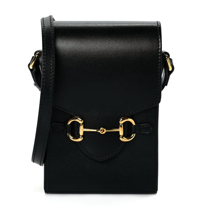 Gucci Boarded Plutone Calfskin Mini Horsebit 1955 Crossbody Bag Black 1 of 9