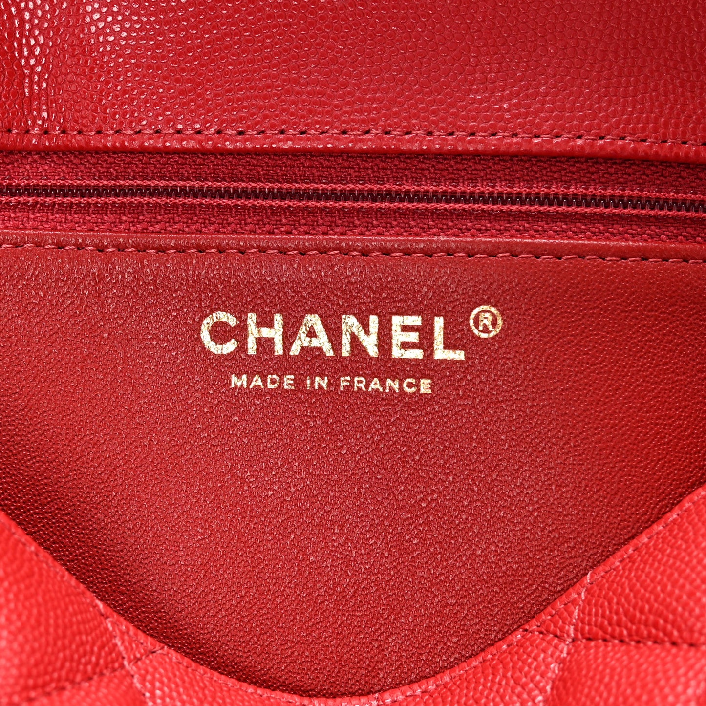 Caviar Quilted Flap Clutch Red