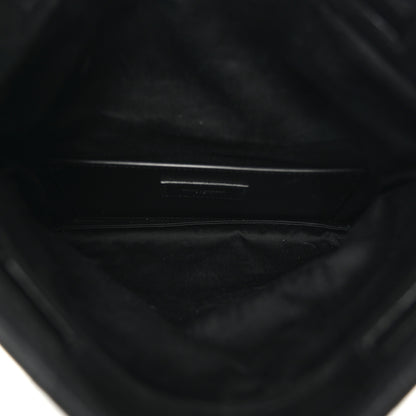 Saint Laurent Calfskin Crocodile Embossed West Hollywood Monogram Fold Over Clutch Black 5 of 8