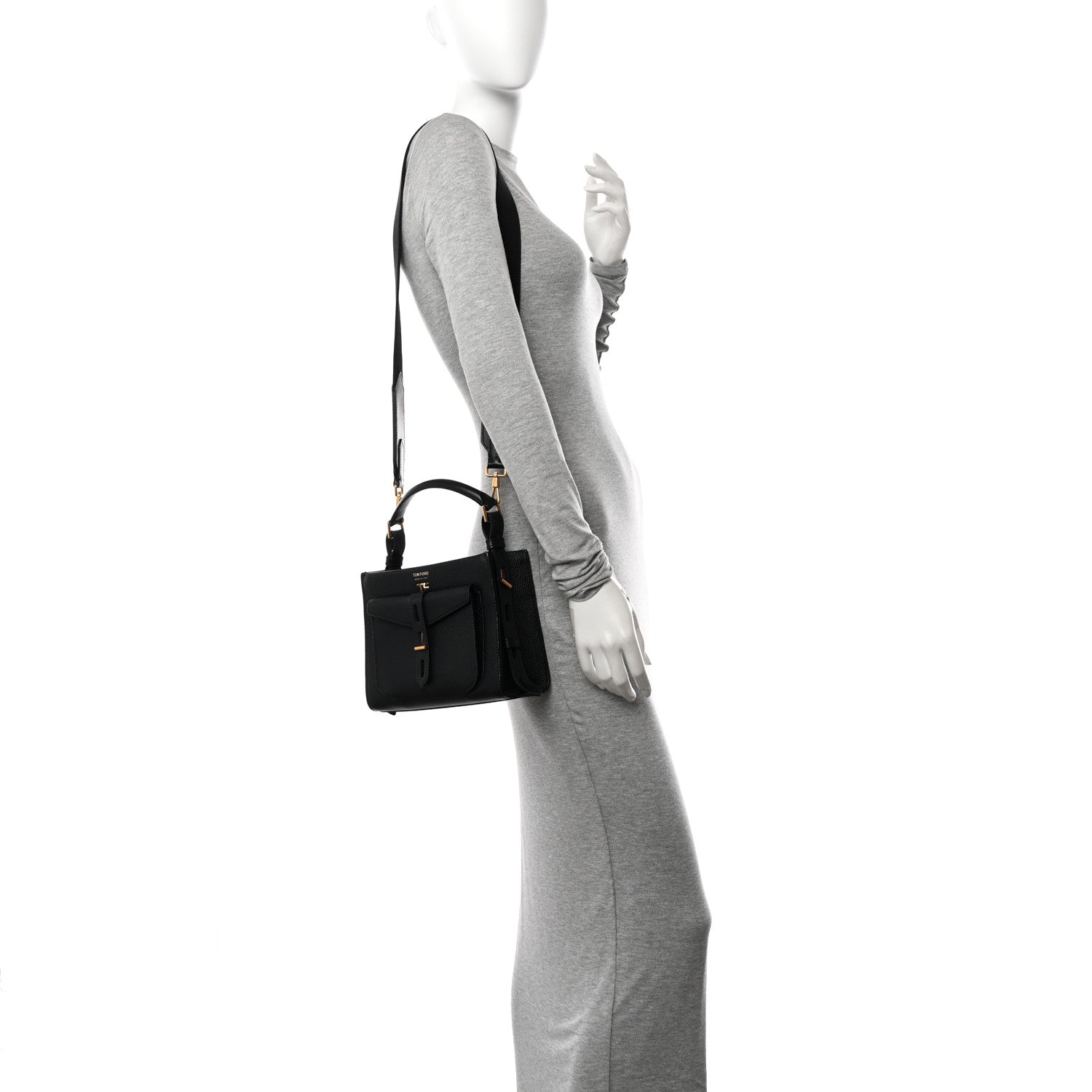 Tom Ford Calfskin Mini T Twist Top Handle Bag Black 2 of 12