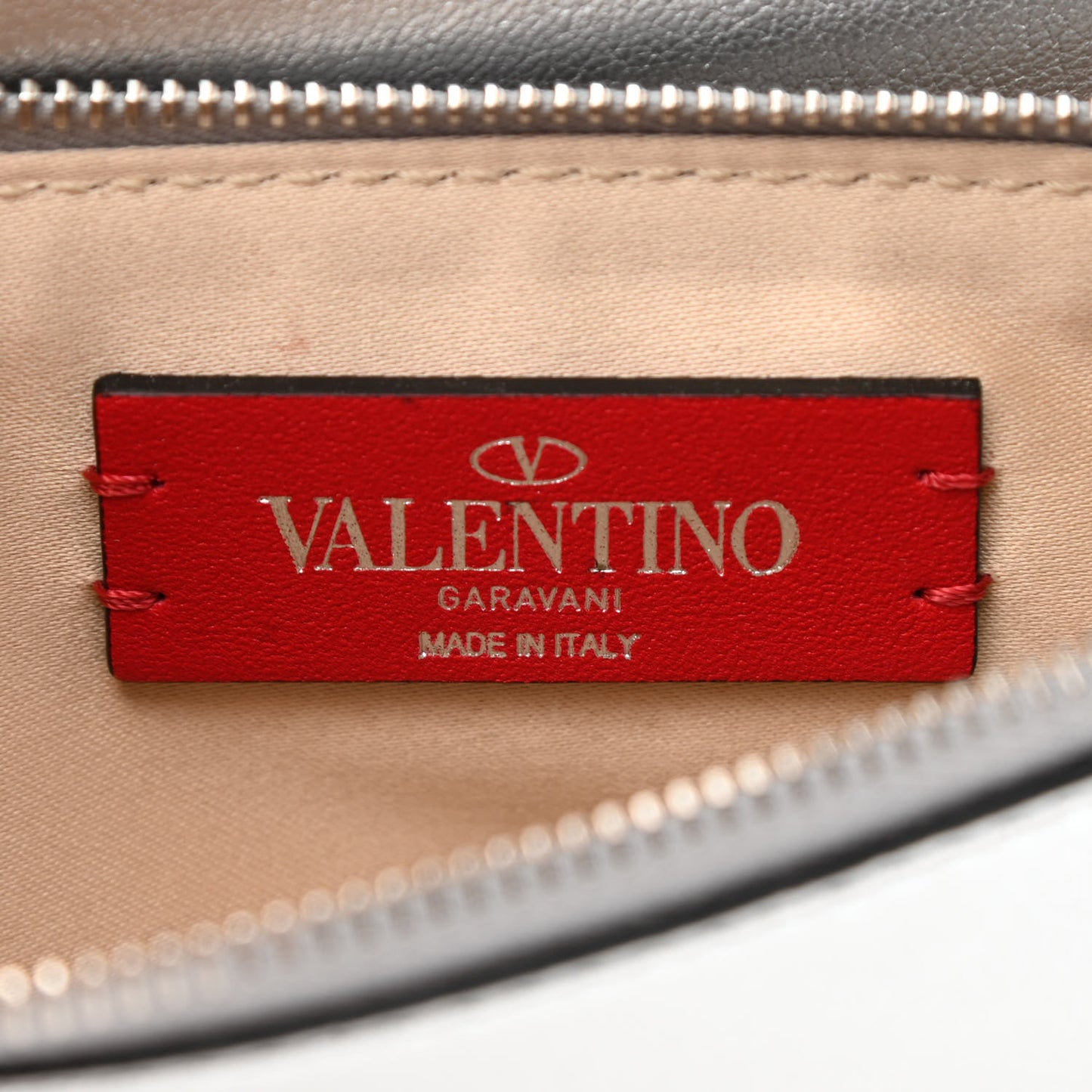 Metallic Calfskin Large Vlogo Escape Clutch Silver