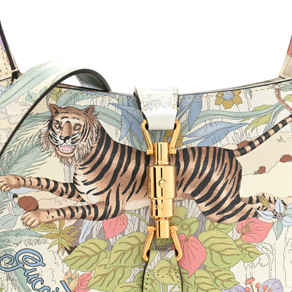 Gucci New Shangai Calfskin Tiger Savanah Small Jackie 1961 Hobo Chalky White Multicolor 8 of 11