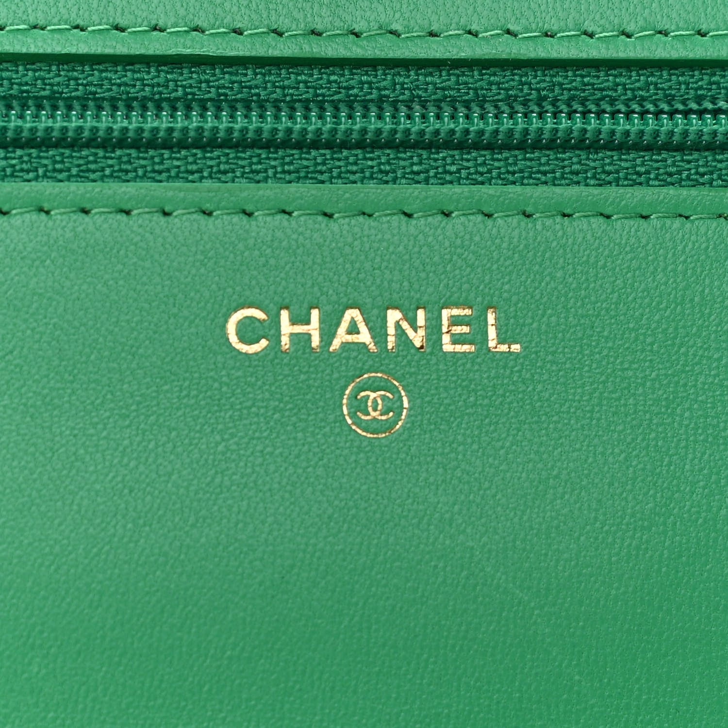 Chanel Lambskin Quilted Wallet On Chain WOC Green 5 of 12