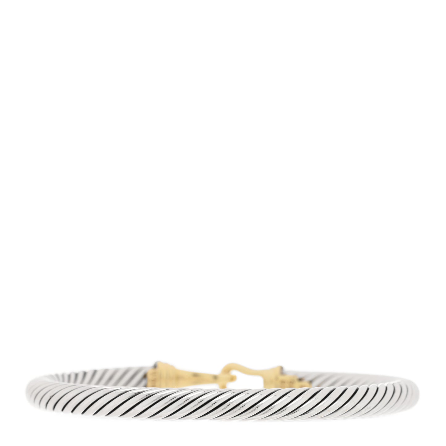 Sterling Silver 14K Yellow Gold 5mm Cable Classic Buckle Bracelet