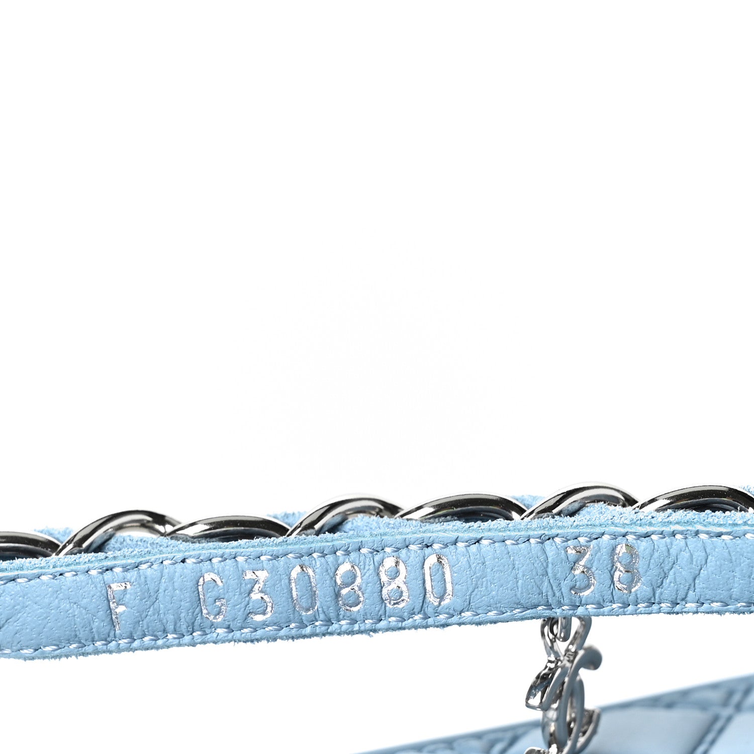 Chanel Suede Calfskin Quilted Chain Thong Sandals 38 Light Blue 8 of 8