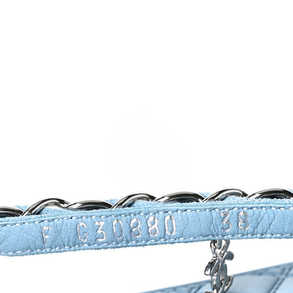 Chanel Suede Calfskin Quilted Chain Thong Sandals 38 Light Blue 8 of 8