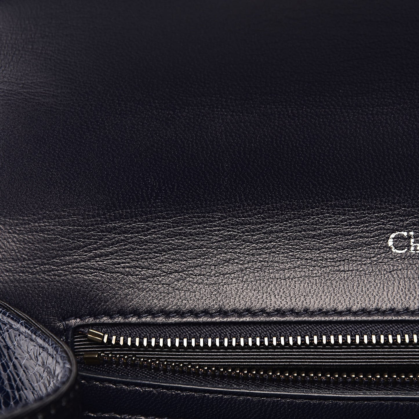 Crackled Deerskin Medium Diorama Flap Bag Navy