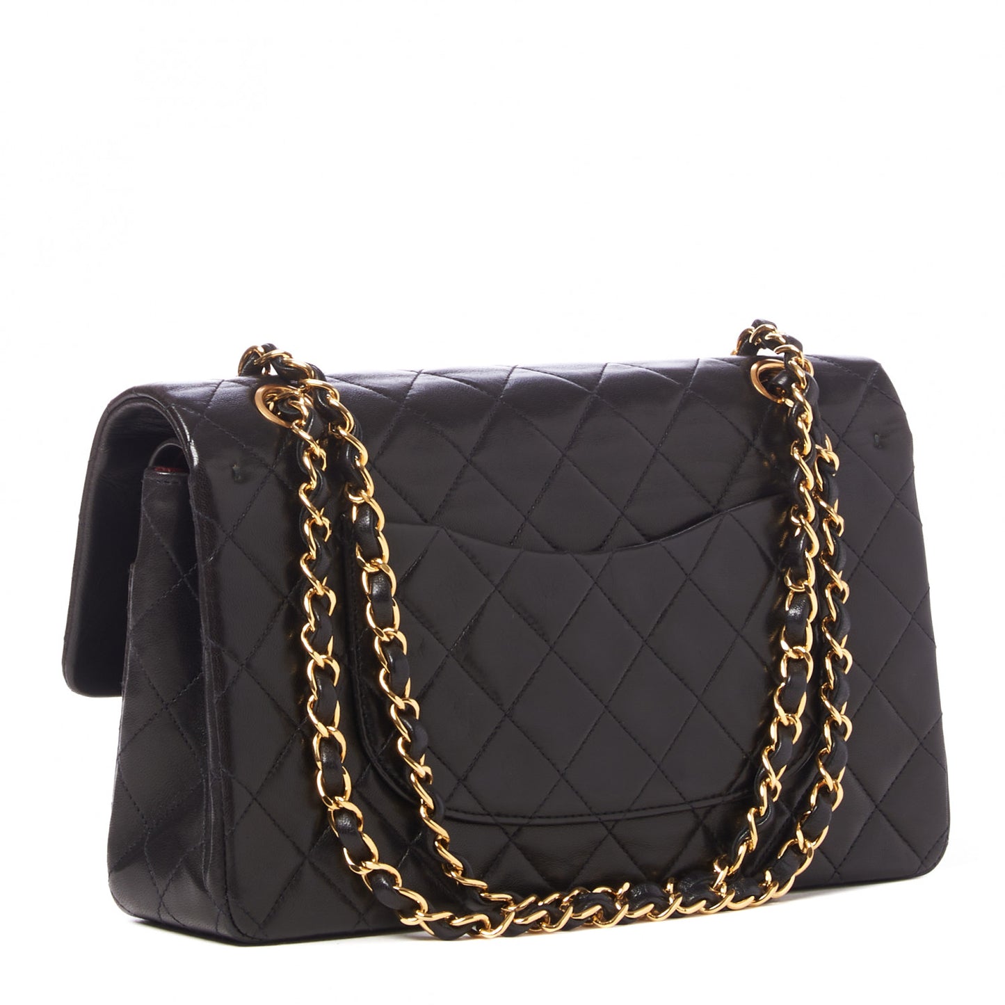 Lambskin Quilted Medium Double Flap Black