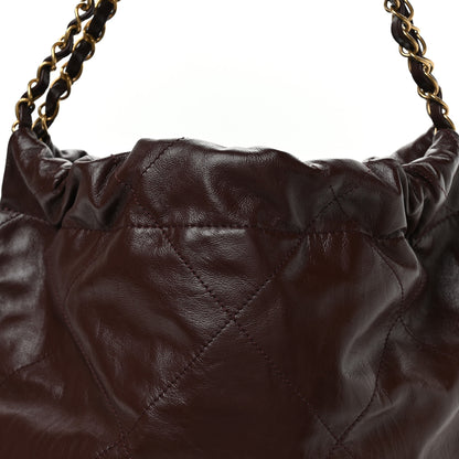 Chanel Shiny Calfskin Quilted Small Chanel 22 Dark Brown 9 of 11