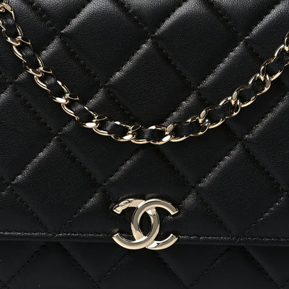 Chanel Lambskin Quilted Top Handle Wallet On Chain WOC Black 8 of 10