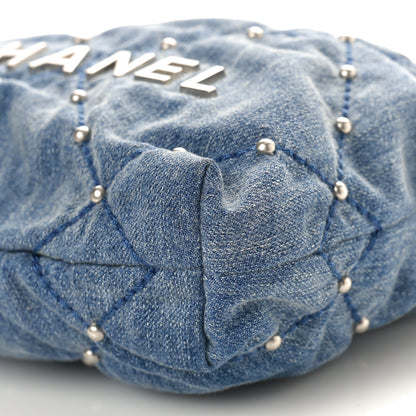 Chanel Washed Denim Quilted Studded Mini Chanel 22 Blue 10 of 11