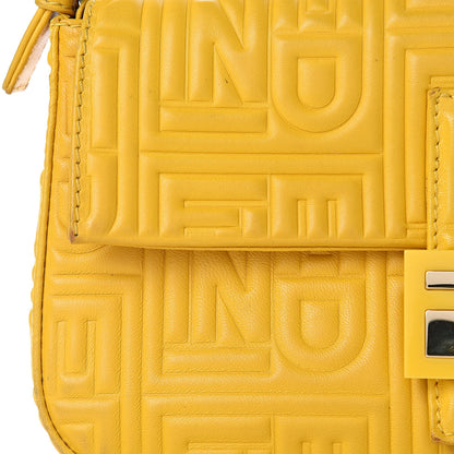 Fendi Nappa Logo Embossed Baguette Lemon Giallo 10 of 17