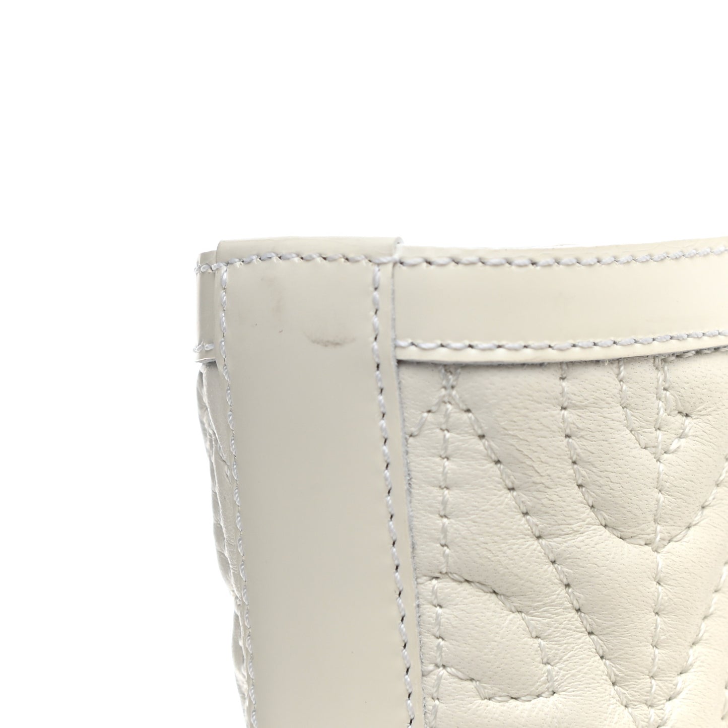 Calfskin Nappa Rhombus Quilted Trip Ankle Boots 40 Great White