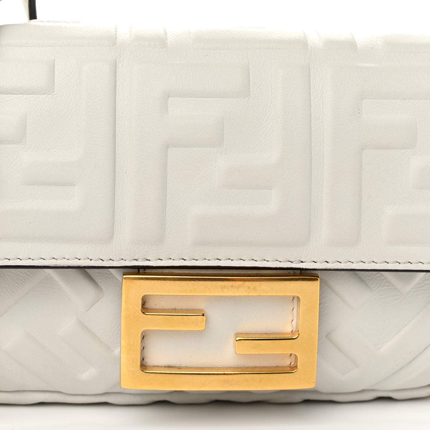 Nappa FF 1974 Embossed Mini Baguette White