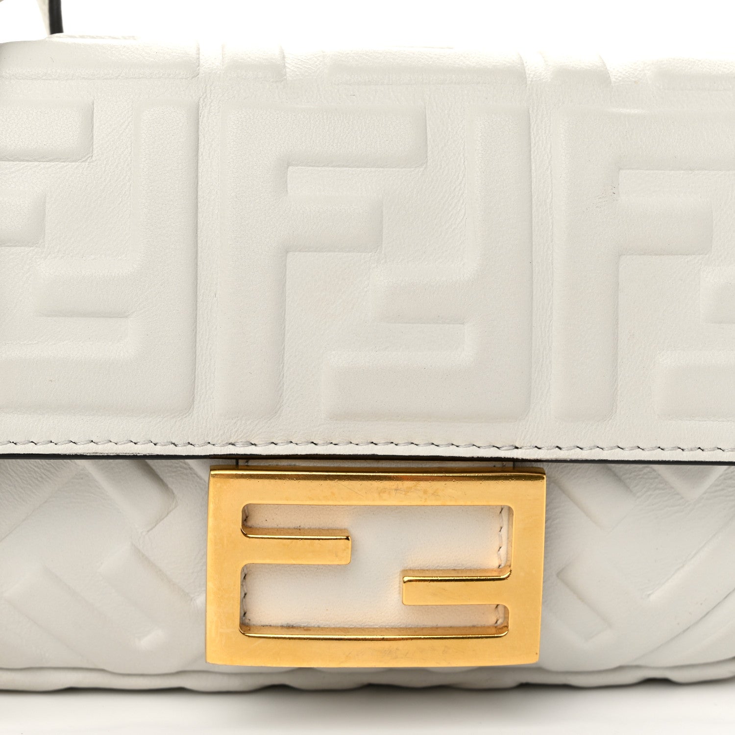 Fendi Nappa FF 1974 Embossed Mini Baguette White 8 of 10