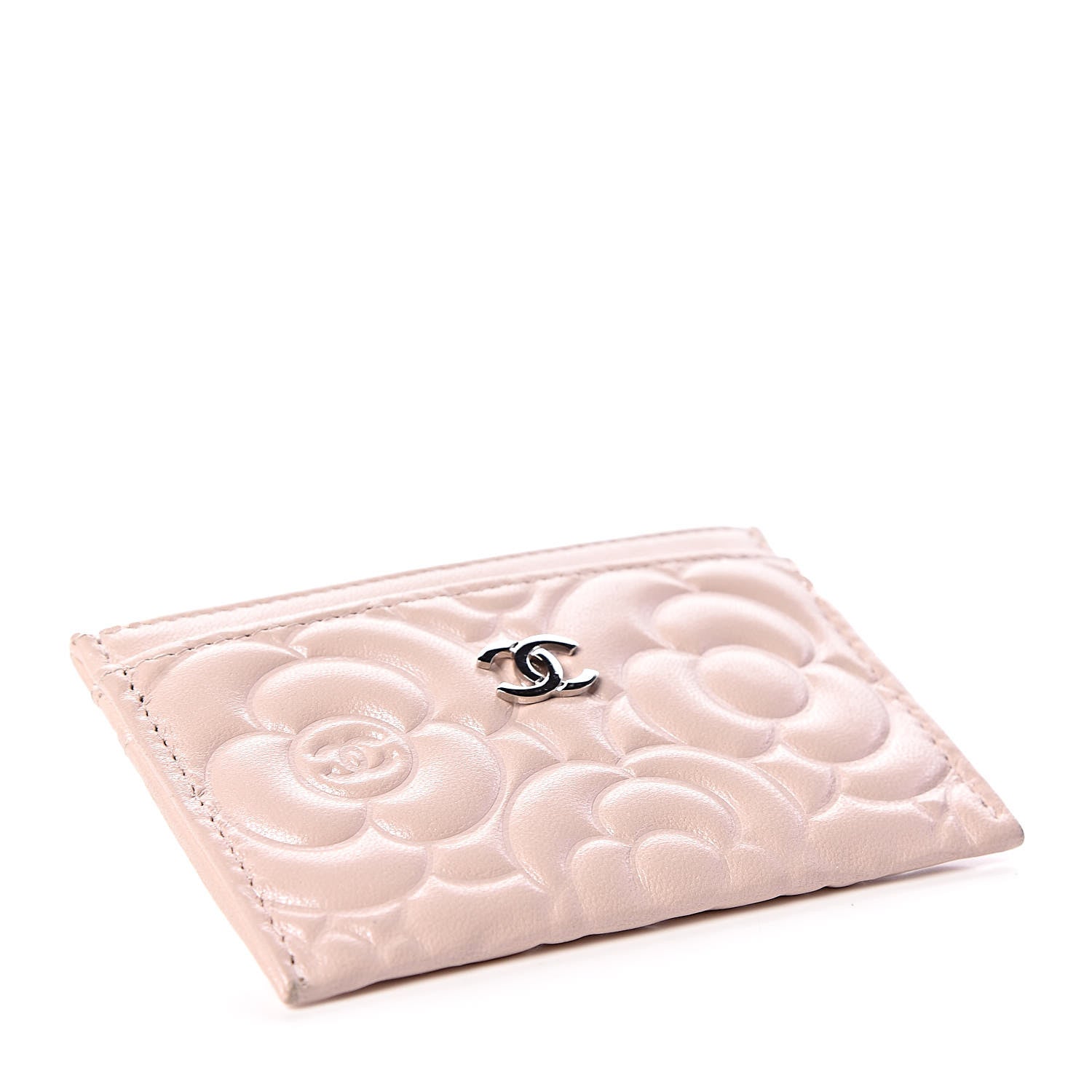 Chanel Lambskin Camellia Embossed Card Holder Nude 4 of 13