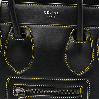 Celine Satin Calfskin Nano Debossed Luggage Black Yellow 7 of 13