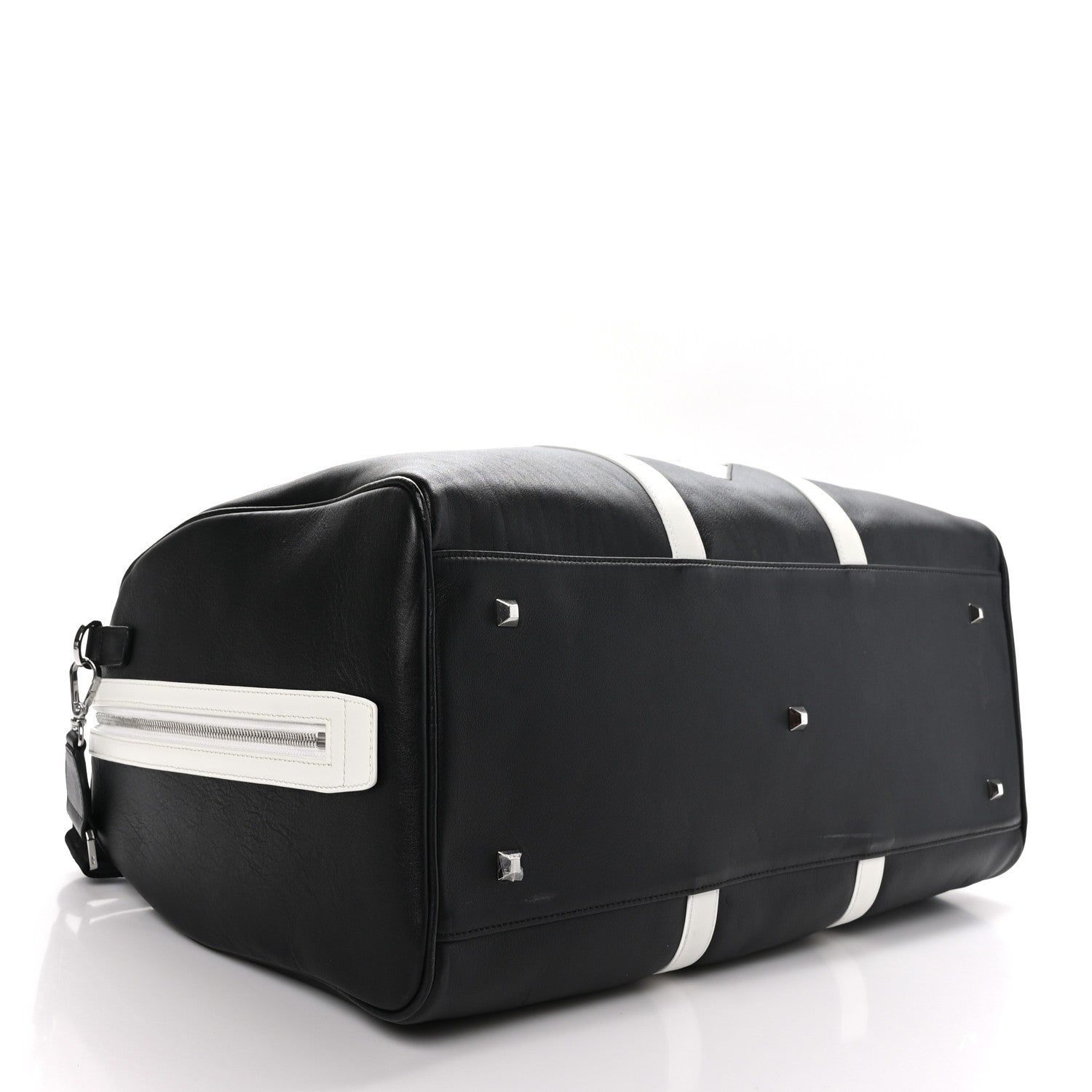 MCM Visetos Chevron Colorblock Ottomar Weekender Duffle Bag Black White 3 of 11