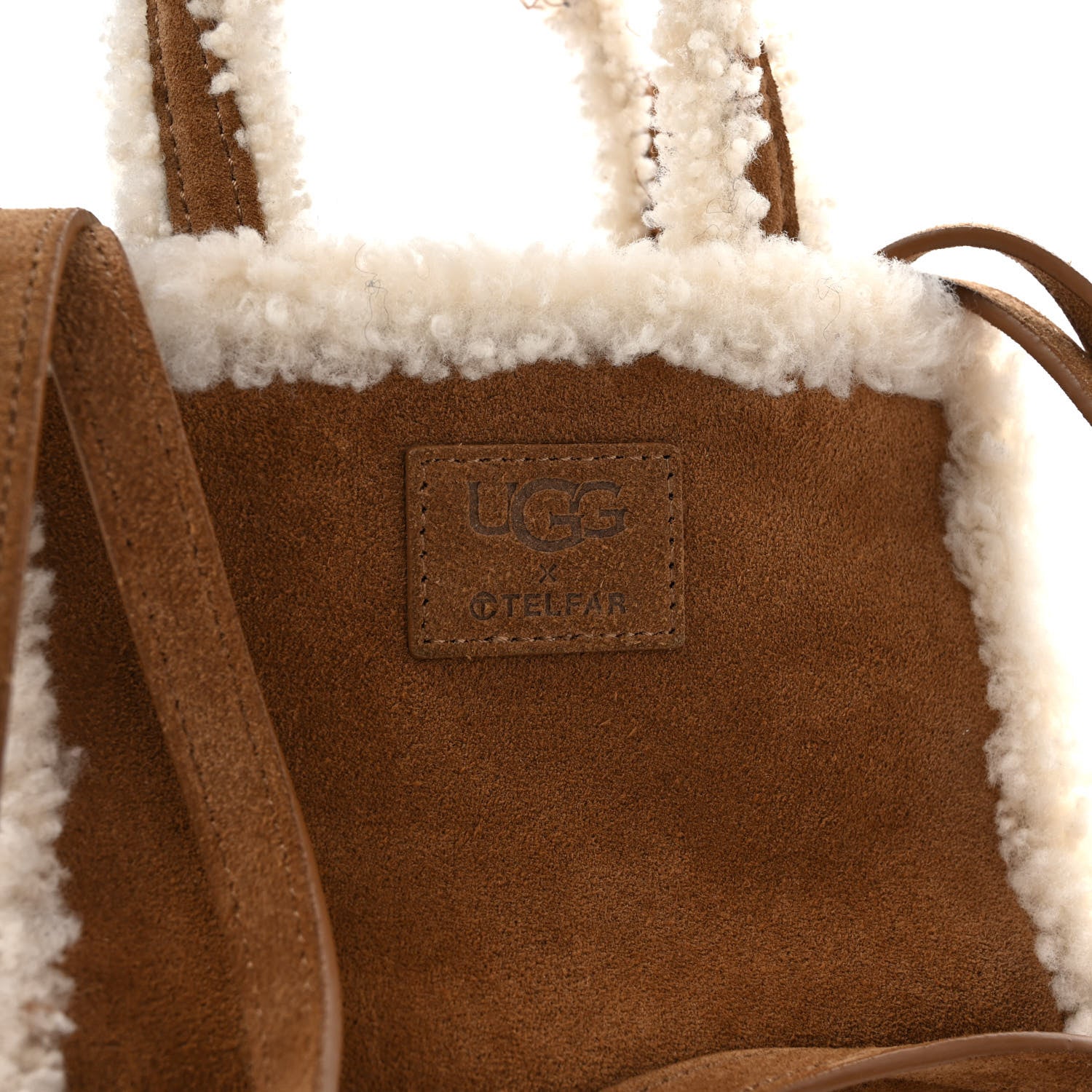Telfar X UGG Suede Shearling Small Shopping Bag Chestnut 10 of 10