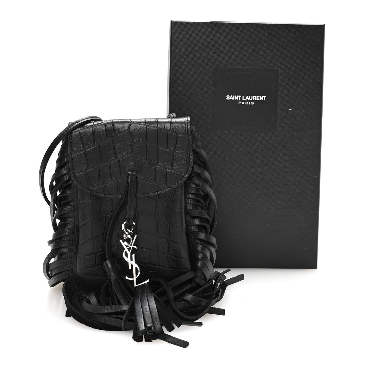 Saint Laurent Suede Fringe Toy Monogram Anita Crossbody Bag Black 11 of 11