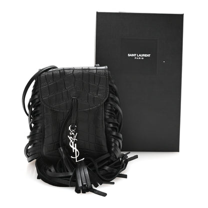 Saint Laurent Suede Fringe Toy Monogram Anita Crossbody Bag Black 11 of 11