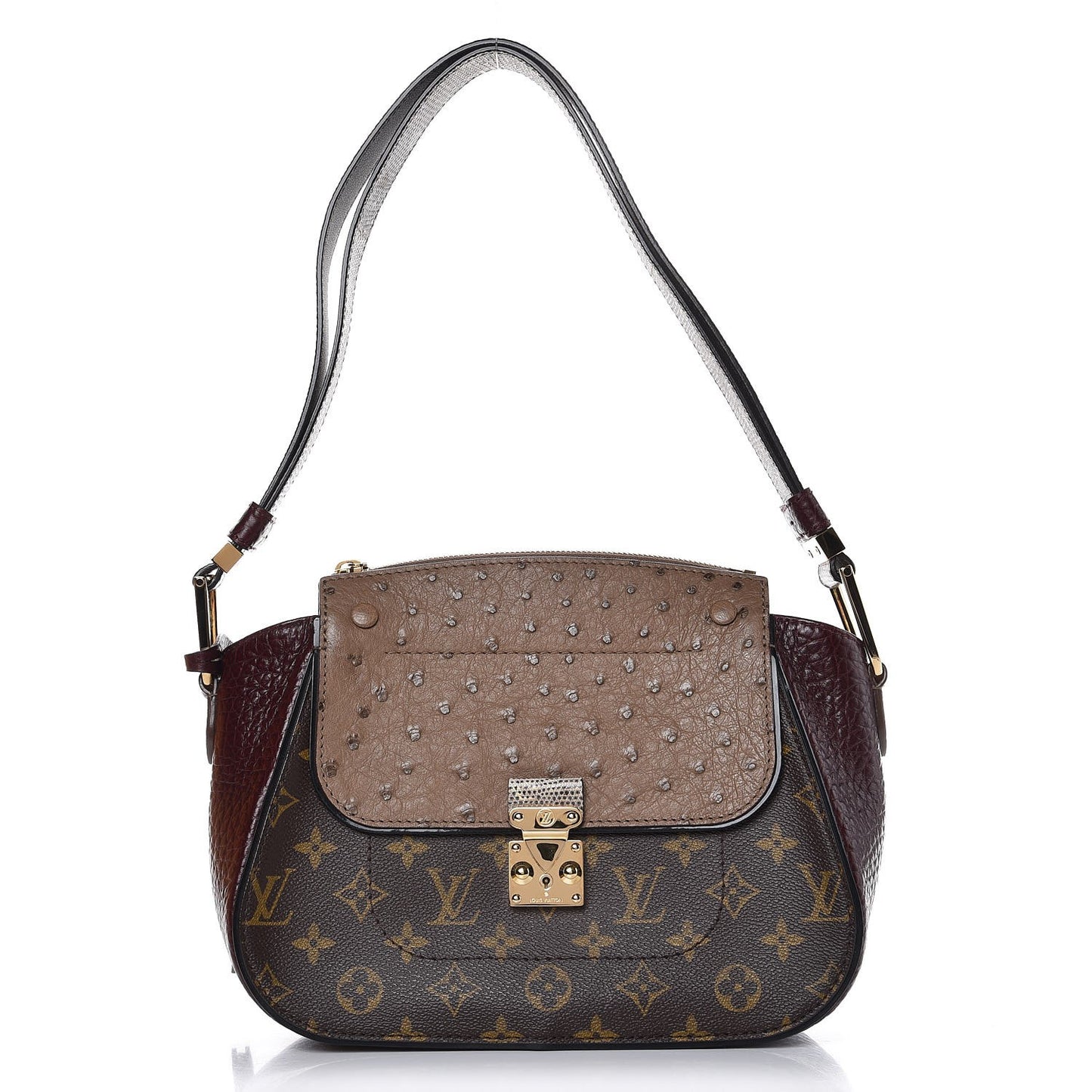 Ostrich Lizard Exotique Majestueux Shoulder Bag Bordeaux