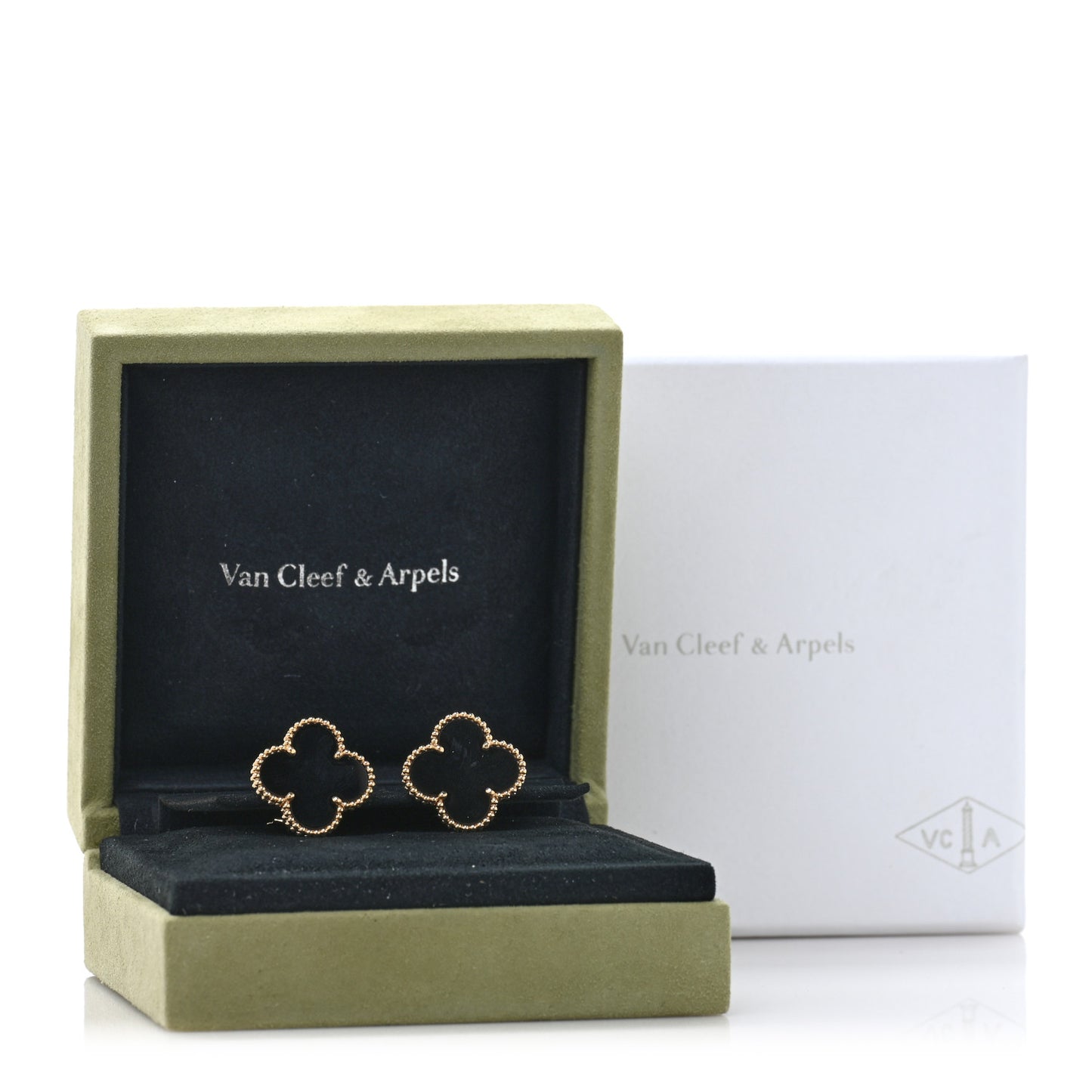 18K Yellow Gold Black Onyx Magic Alhambra Earrings