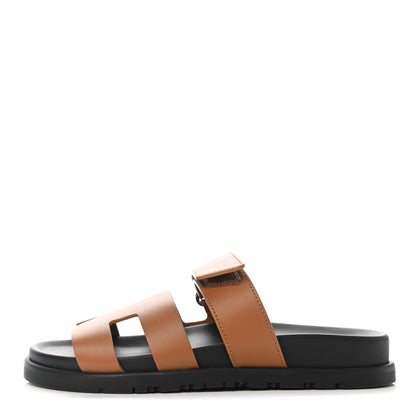 Hermes Calfskin Womens Chypre Sandals 35 Gold 1 of 9
