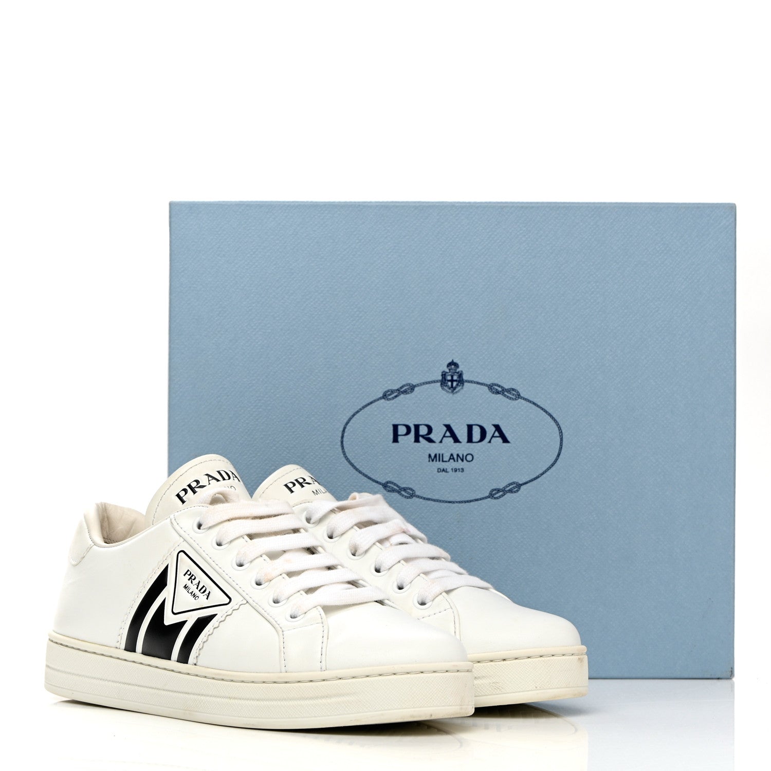 Prada Vitello Soft Logo Low Top Sneakers 37 White 15 of 15