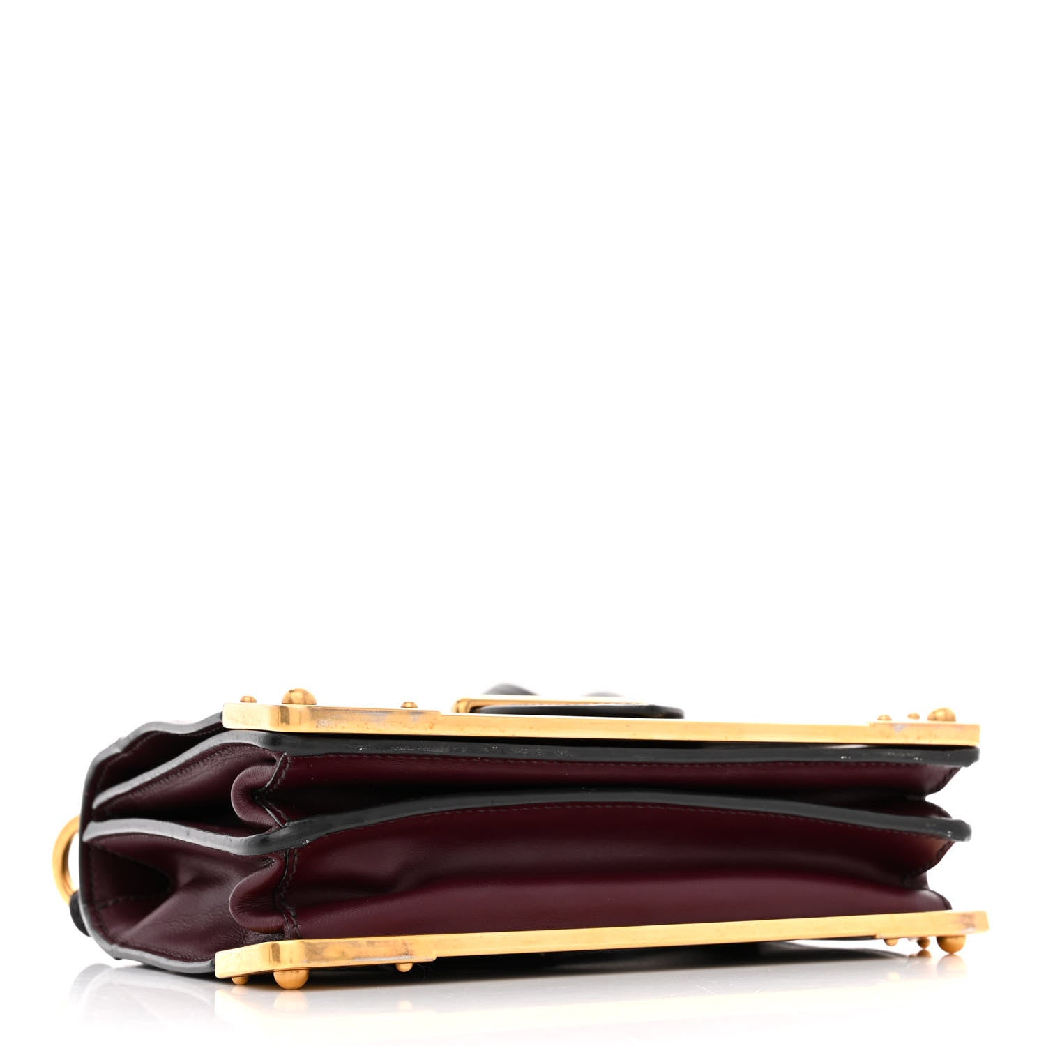 Prada City Calfskin Saffiano Cahier Bag Granato Black 4 of 13