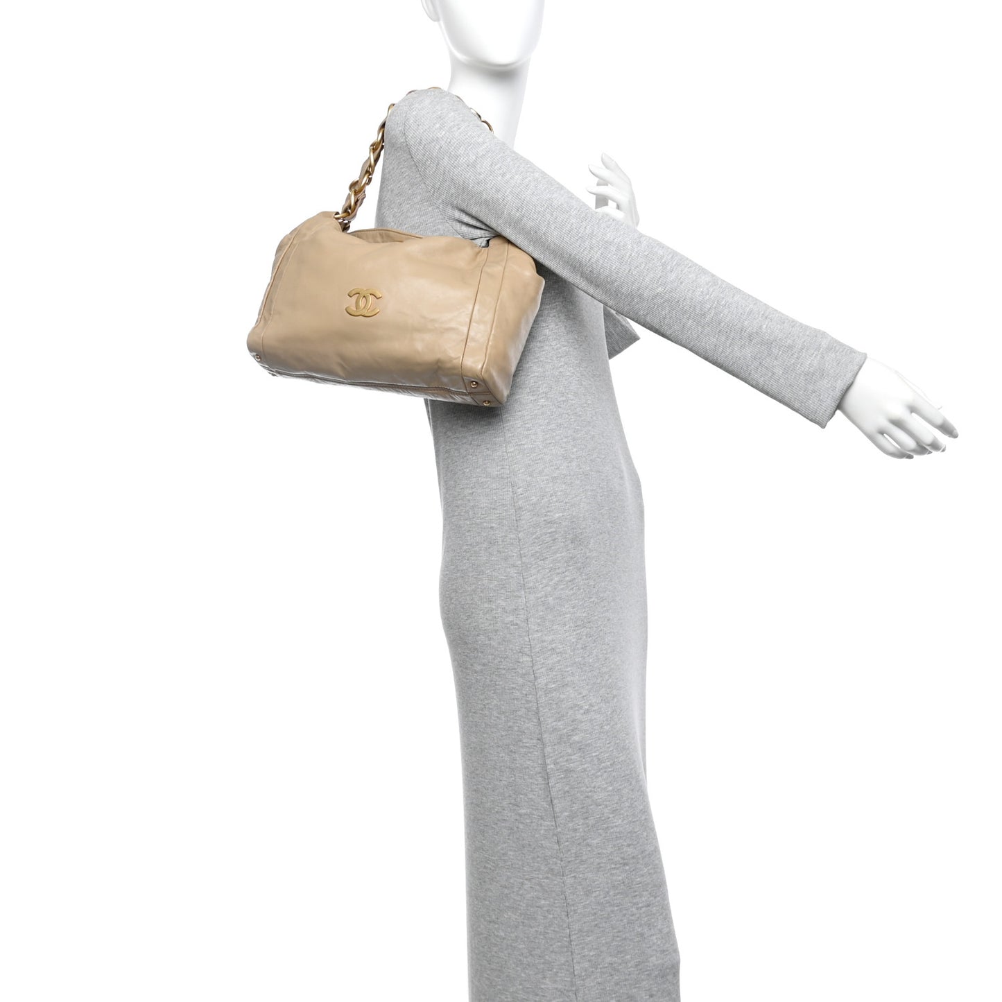 Lambskin Small Olsen Shoulder Bag Beige
