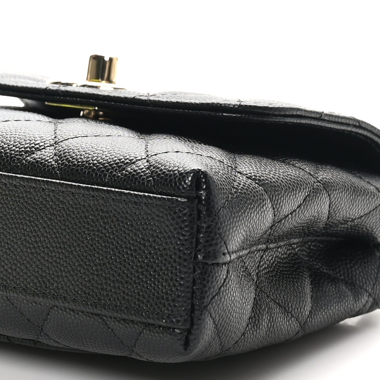 Caviar Quilted Coco Handle Clutch With Chain Black