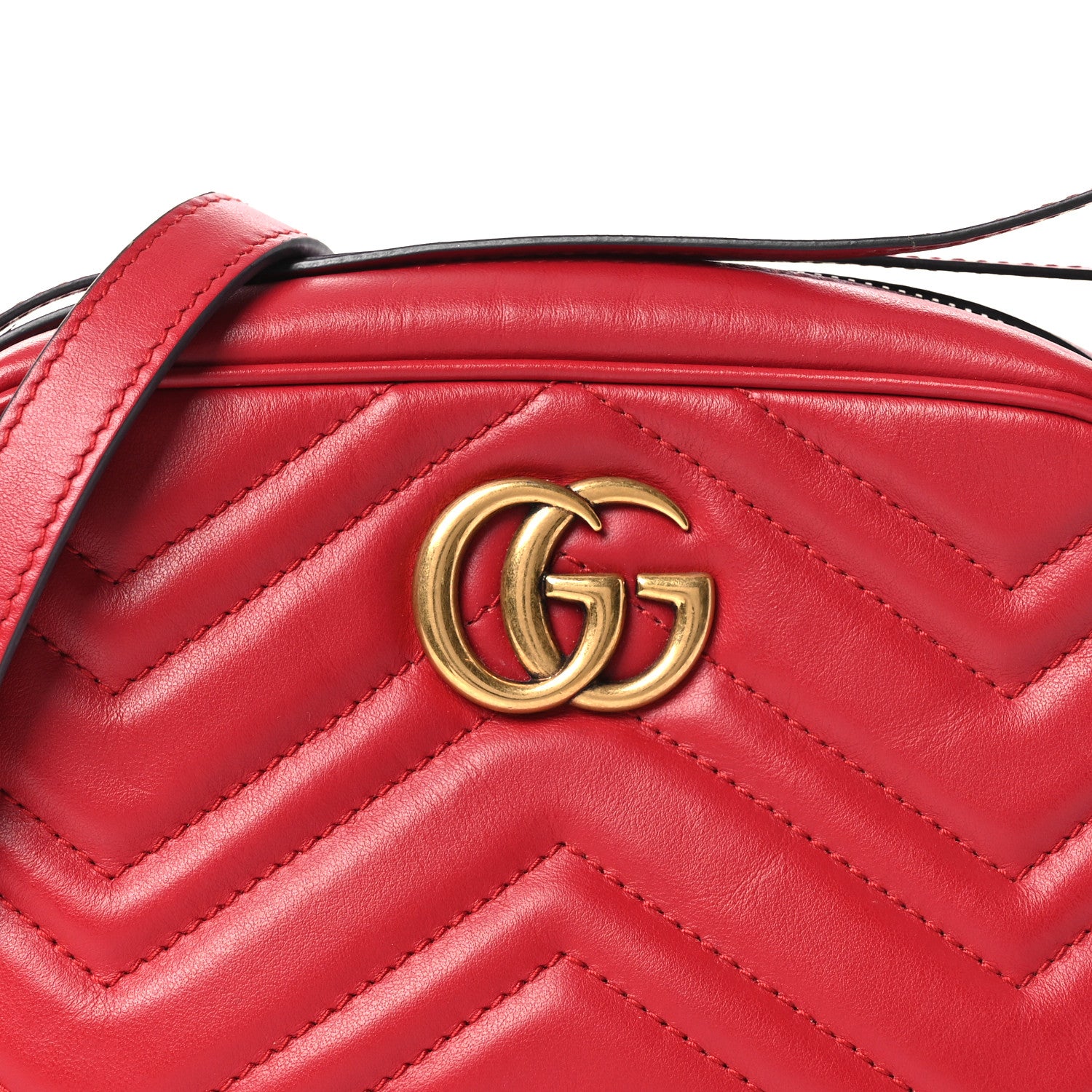 Gucci Calfskin Matelasse Mini GG Marmont Chain Shoulder Bag Hibiscus Red 8 of 10