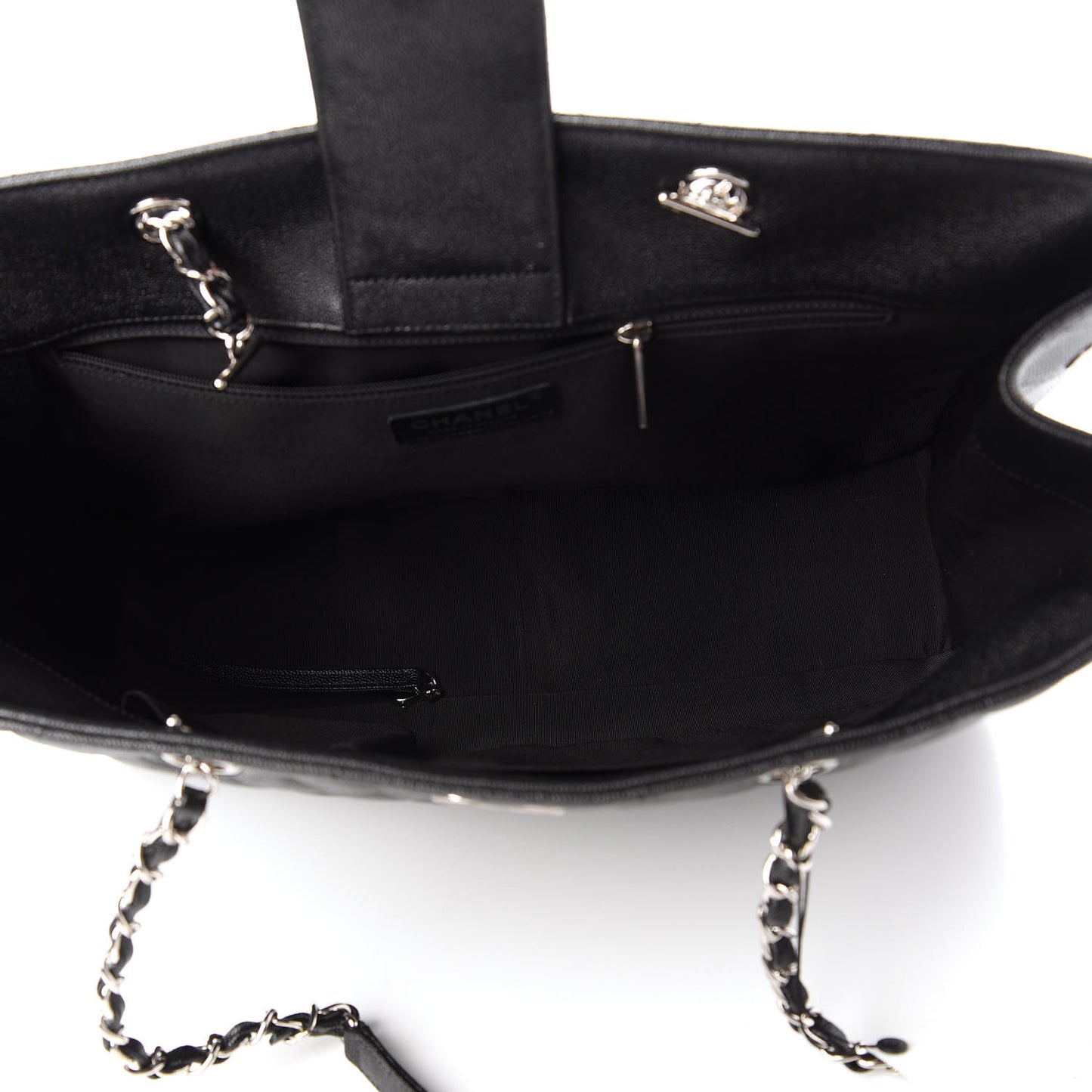 Caviar Quilted Large Shopping Tote Black