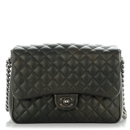 Chanel Metallic Goatskin Quilted Medium Rock In Rome Flap Charcoal 1 of 8