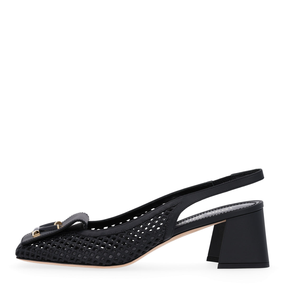 Calfskin Perforated Shake Slingback Pumps 40 Black