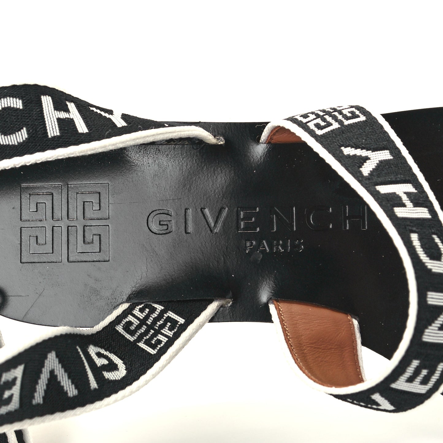 Grosgrain Cross Logo Ankle Strap Sandals 36.5 Black White