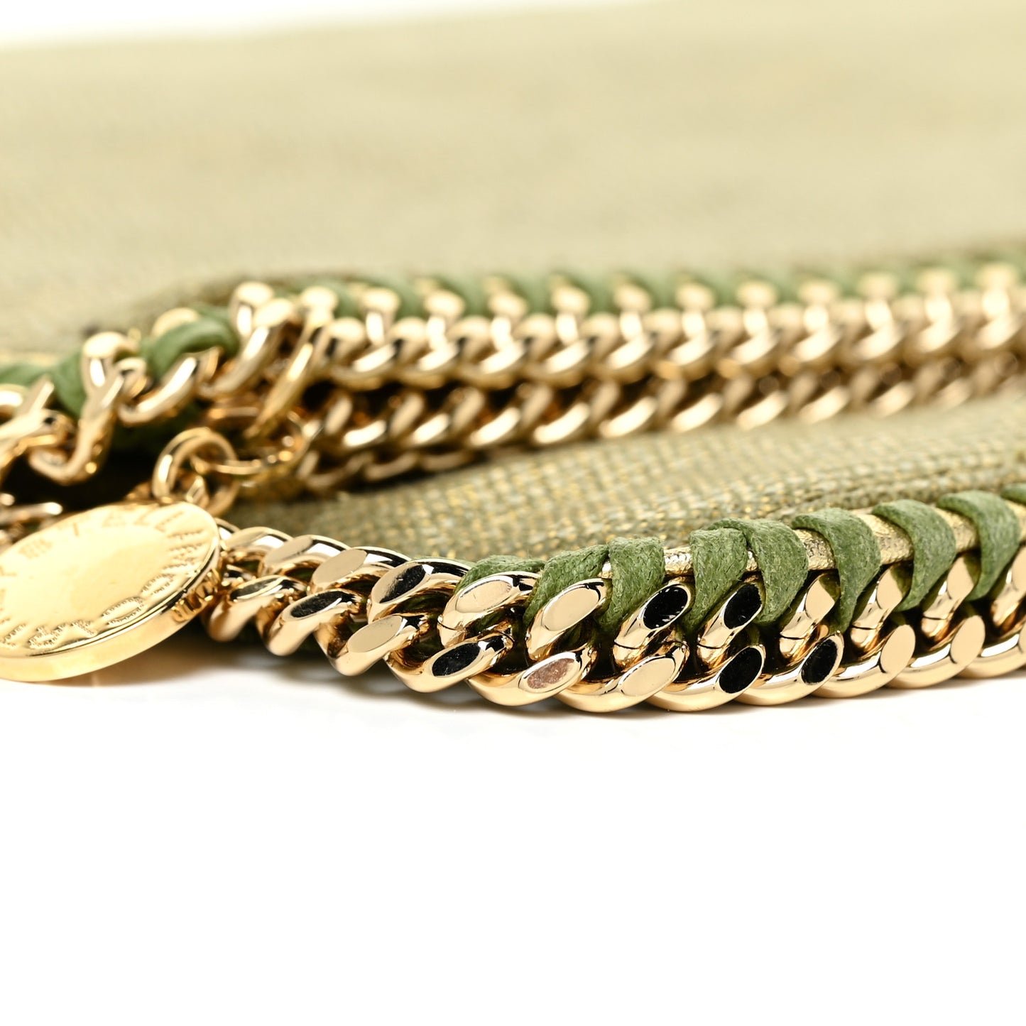Metallic Linen Falabella Fold Over Clutch Camouflage