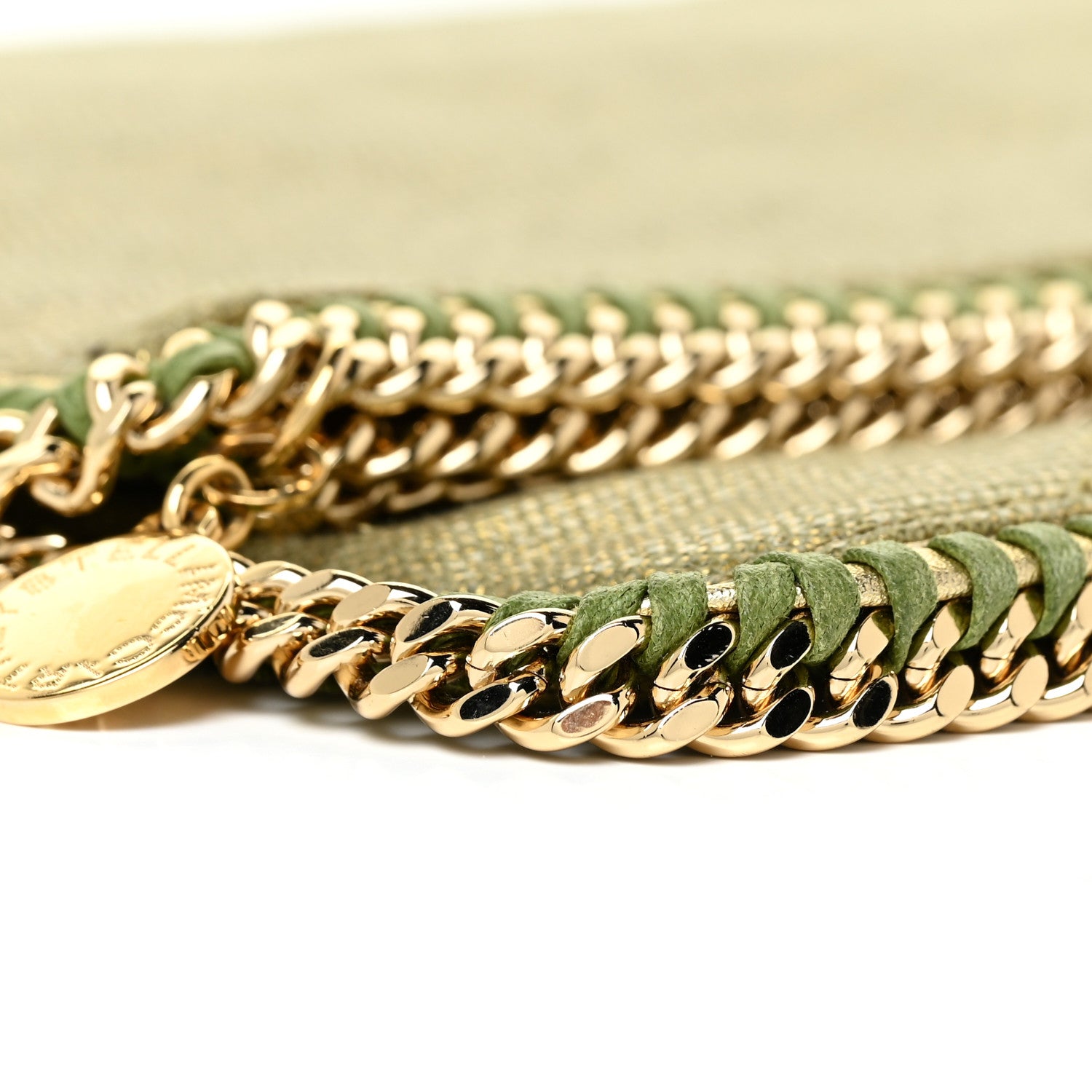 Stella McCartney Metallic Linen Falabella Fold Over Clutch Camouflage 7 of 9