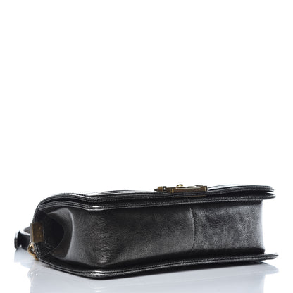 Chanel Cracked Metallic Calfskin Quilted Medium Boy Flap Dark Silver 4 of 11