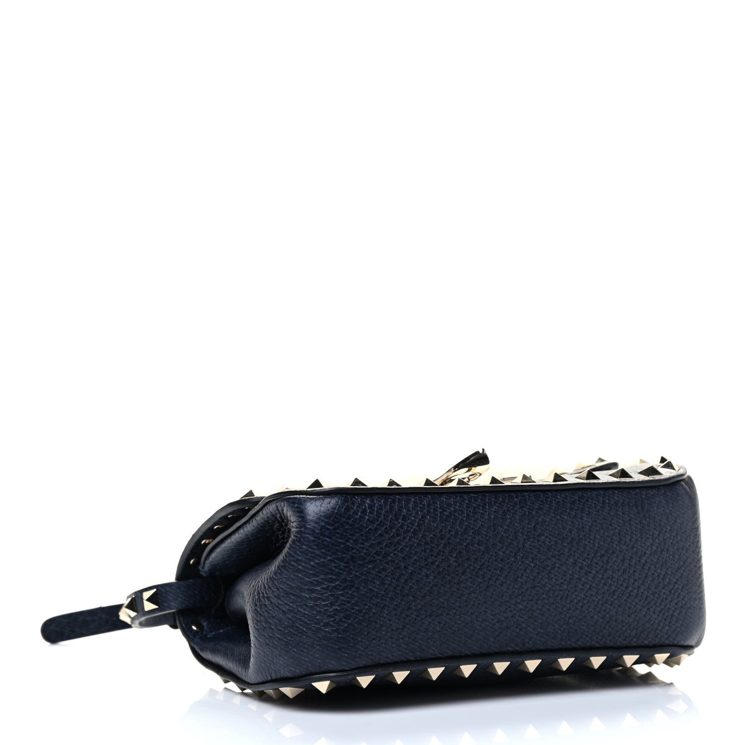 Valentino Garavani Pebbled Calfskin Mini Rockstud Flap Saddle Crossbody Bag Deep Denim 3 of 7