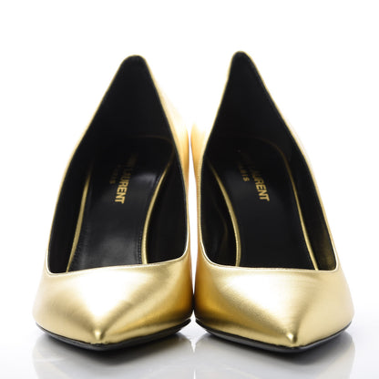 Saint Laurent Metallic Calfskin Opyum 85 Pumps 39 Oro 2 of 9