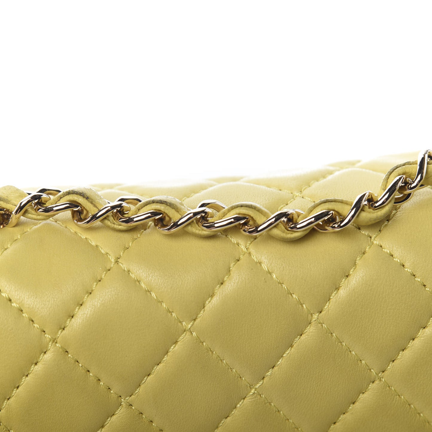 Lambskin Quilted Mini Square Flap Yellow