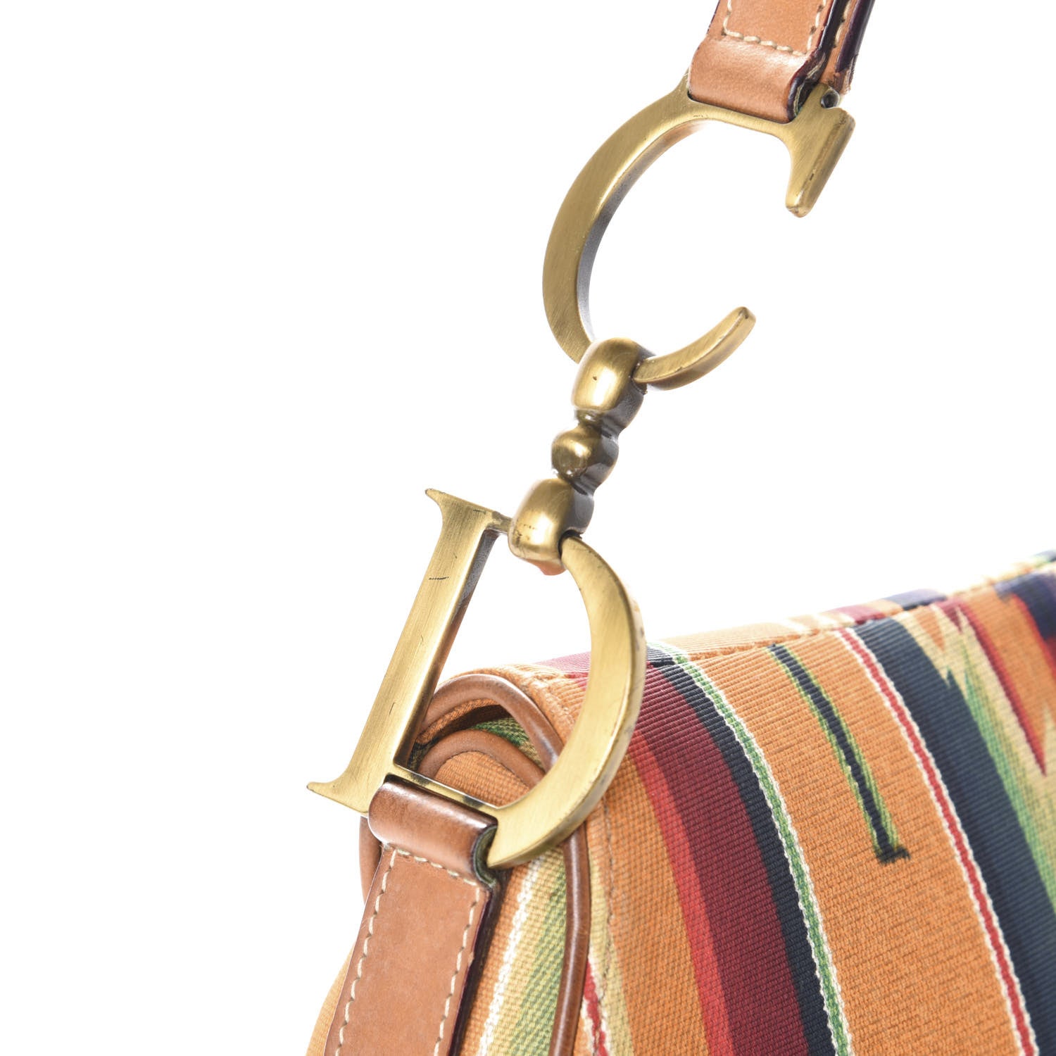 Christian Dior Canvas Stripe Saddle Bag Multicolor 11 of 12