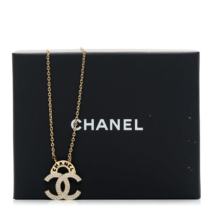 Chanel Crystal CC Cutout Logo Pendant Necklace Gold 6 of 6
